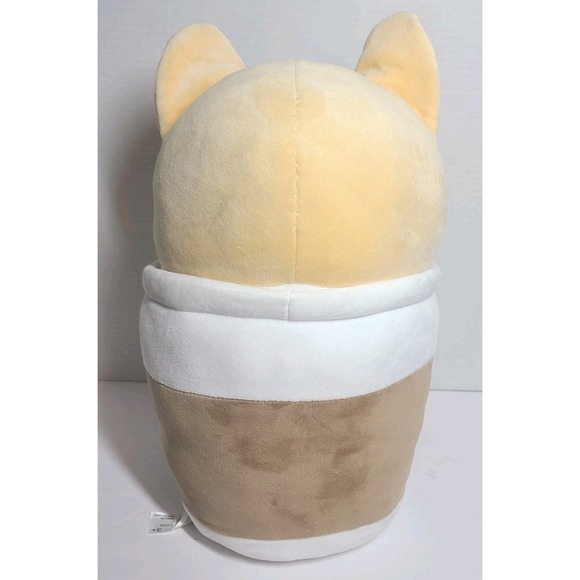 Fiesta Pupuccinos Plush 14" Medium Size Dog Cup Pink Bow Coffee Embroidered - Picture 3 of 5